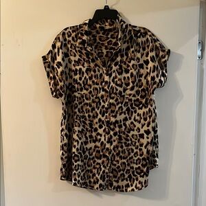 Fate Black and Brown Boxy Button Down Shirt